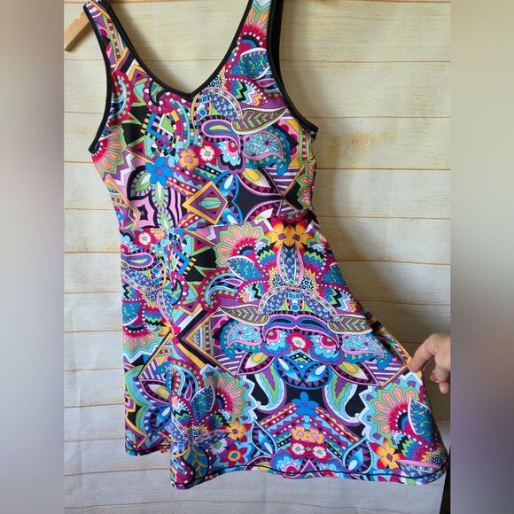 Johnny Was Bee Active Scoop Neck Fit And Flare Tennis Dress Multi Color Large - Picture 9 of 16
